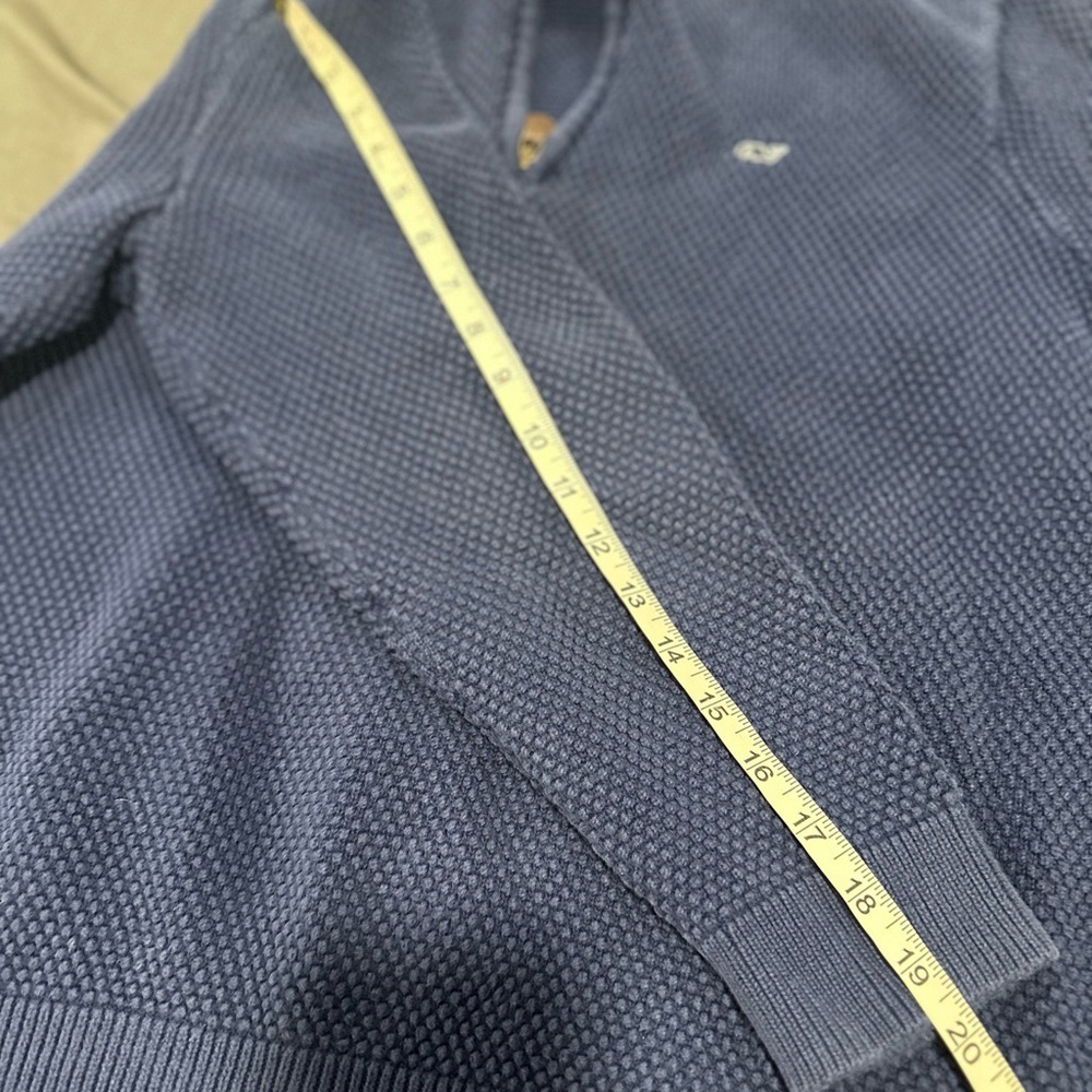 Vineyard Vines Sweater Mens Sz: L 1/4 Zip Waffle Knit Long Sleeve Blue Pullover. - Picture 8 of 11